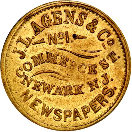 139  -  NJ555A-5b R8 PCGS MS64 Brass Newark New Jersey Civil War token