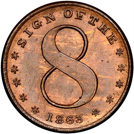 281  -  OH935C-1a R5 NGC MS64 RB Wilmington Ohio Civil War token