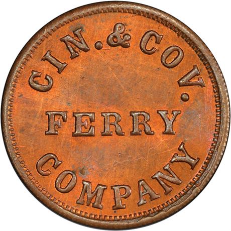 OH165 W-6a PCGS MS64 RB Cincinnati Ohio Covington Kentucky Ferry Civil War token