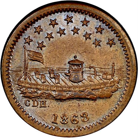 240/337 a NGC MS64 Monitor Patriotic Civil War token