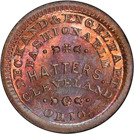 OH175E-1a PCGS MS65 RB Cleveland Ohio Civil War Token Hatters