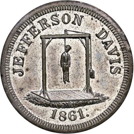 473  -  C 1861-13 Slvd BR  NGC MS63 Jefferson Davis Hanging Political token