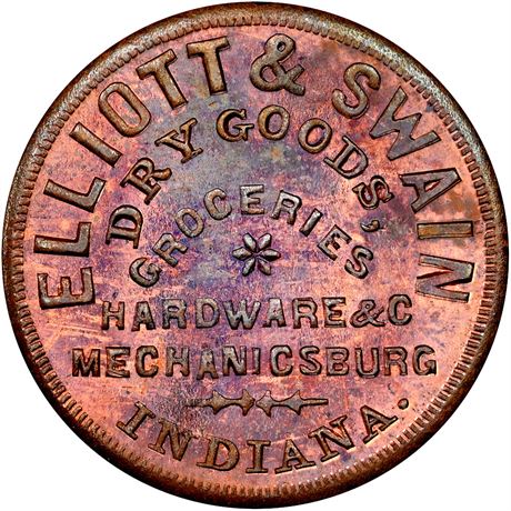 132  -  IN600A-1a R7 NGC MS65 RB Mechanicsburg Indiana Civil War token