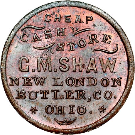 295  -  OH620B-3a R6 NGC MS64 RB New London Ohio Civil War token