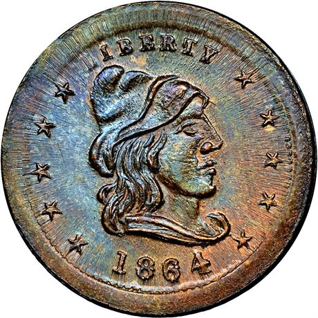 12  -   46/335 b R8 NGC MS67  Patriotic Civil War token