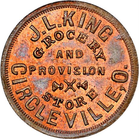 268  -  OH168B-7a R8 NGC MS65 BN Circleville Ohio Civil War token