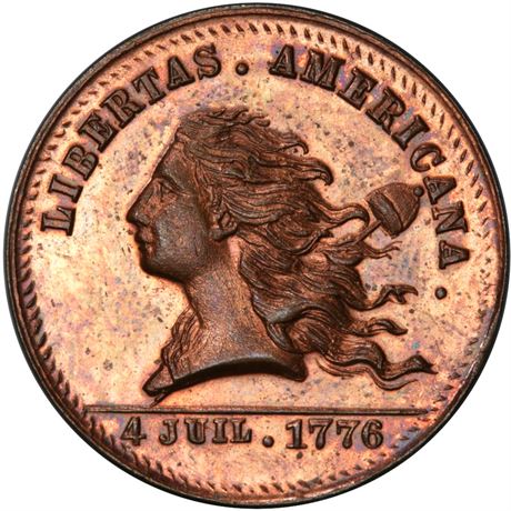 462  -  Rulau Pa Ph 840A  PCGS MS64 BN Libertas Americana Merchant token
