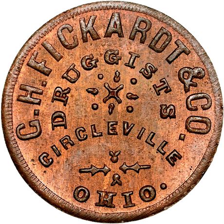 267  -  OH168A-4a R9 NGC MS65 BN Circleville Ohio Civil War token