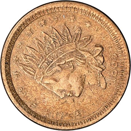 251  -  OH165CF-1do R10 NGC AU55 Cincinnati Ohio Over 1859 Cent Civil War token